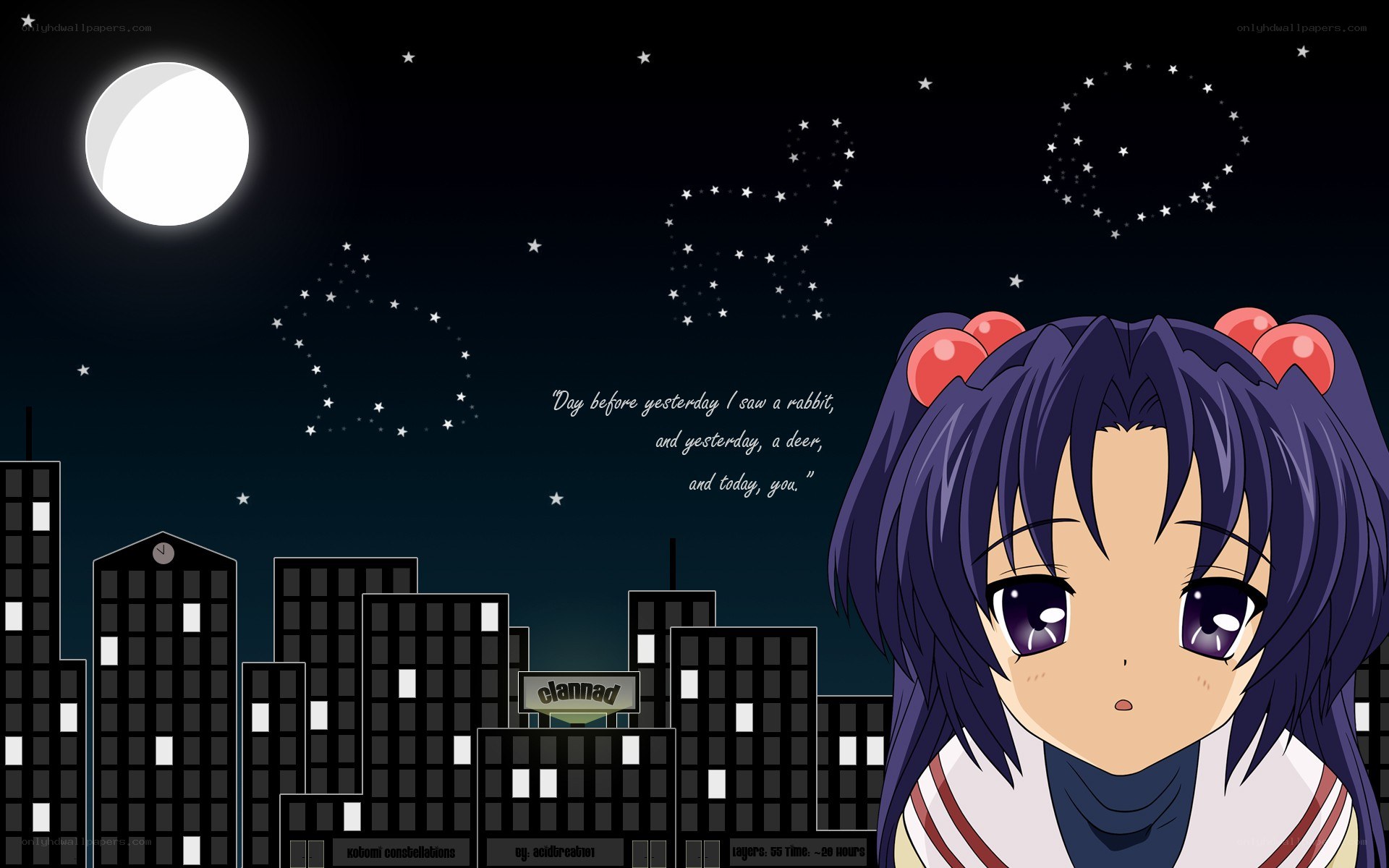 anime girl under moonlight