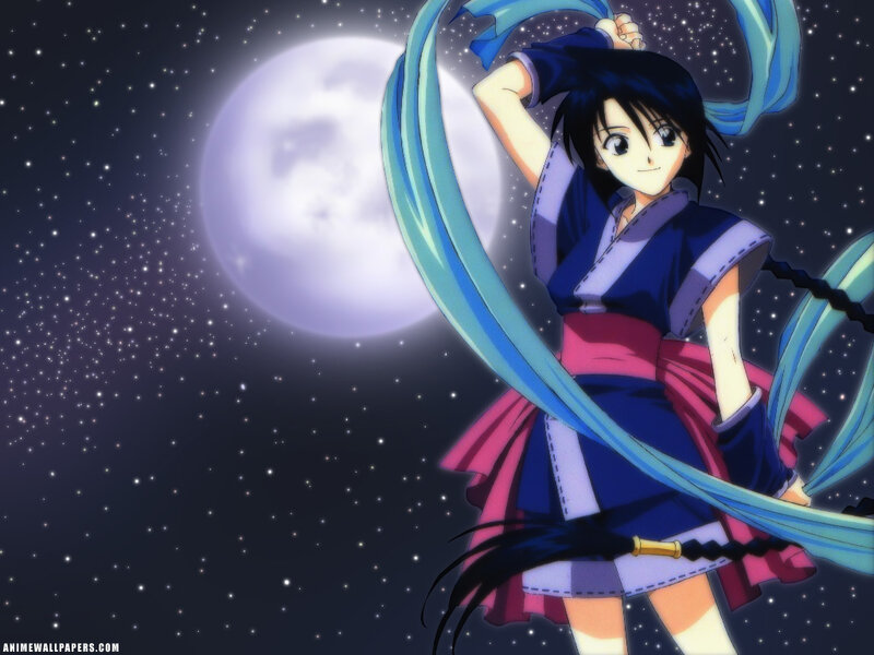 anime girl under moonlight