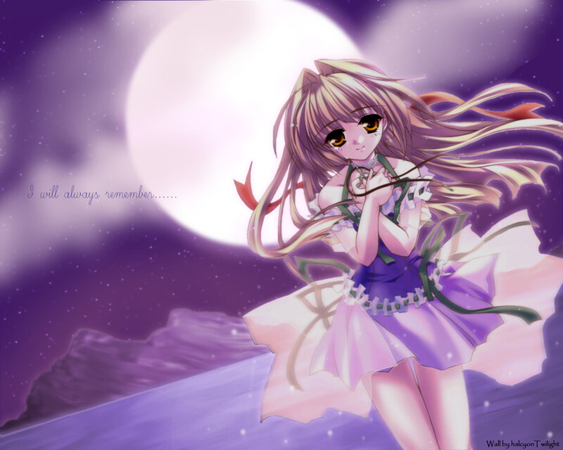 anime girl under moonlight