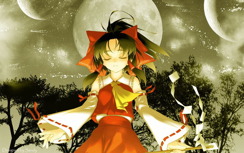 Anime girl under moonlit sky