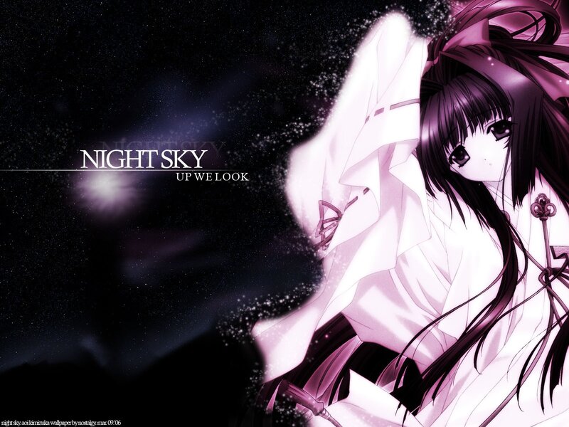 Anime girl under night sky
