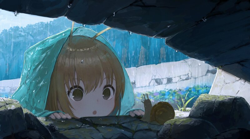 Anime Girl under Rock
