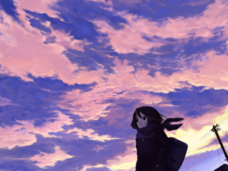 Anime Girl under Sky