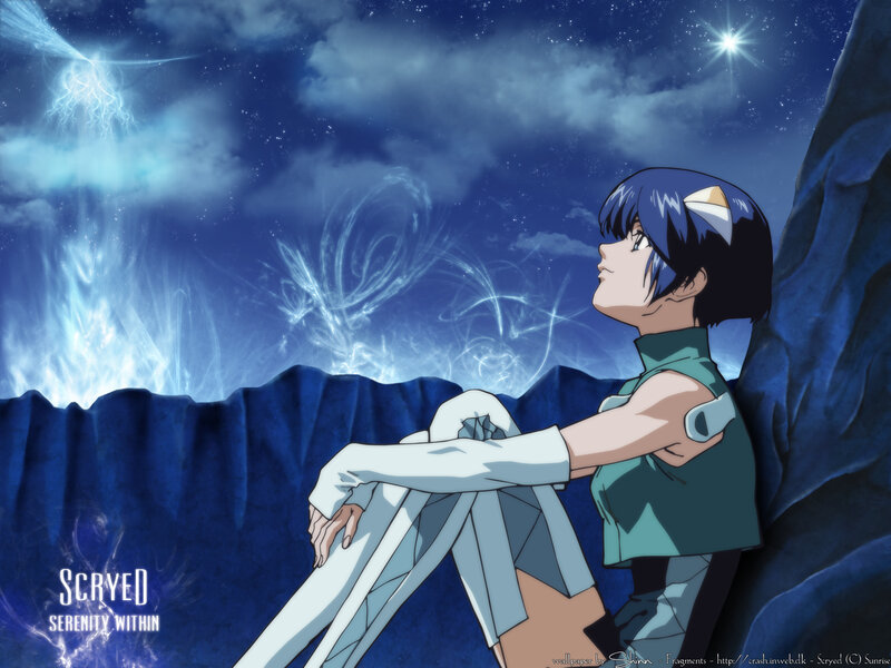 anime girl under starry sky