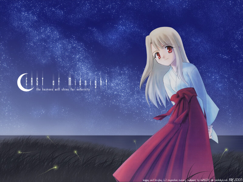 Anime girl under starry sky