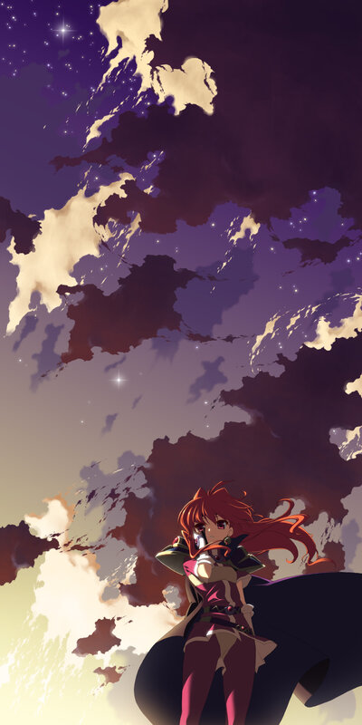 anime girl under starry sky