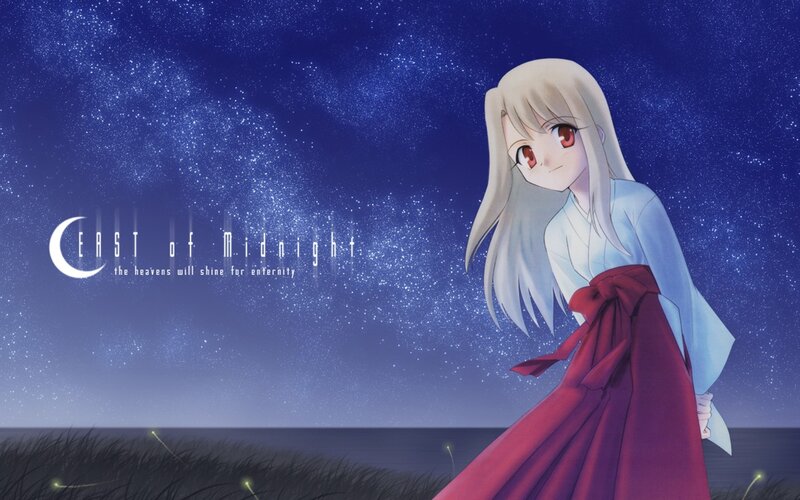 anime girl under starry sky