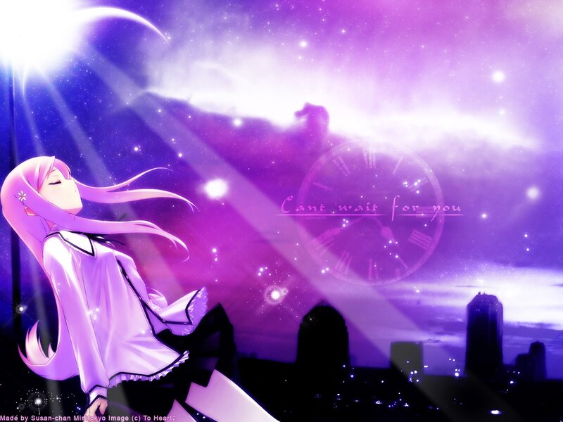Anime girl under starry sky