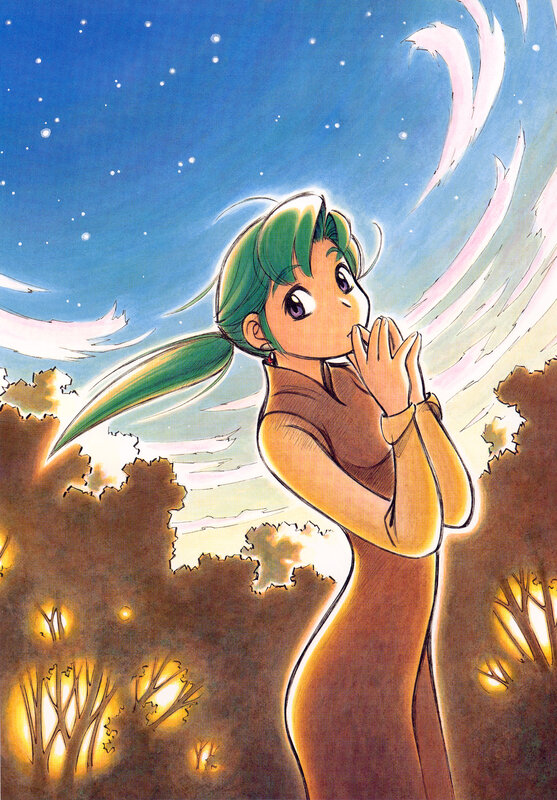 Anime girl under starry sky