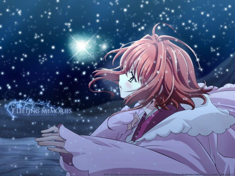 Anime girl under starry sky