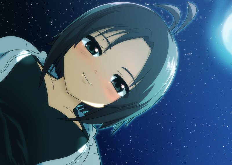 anime girl under starry sky