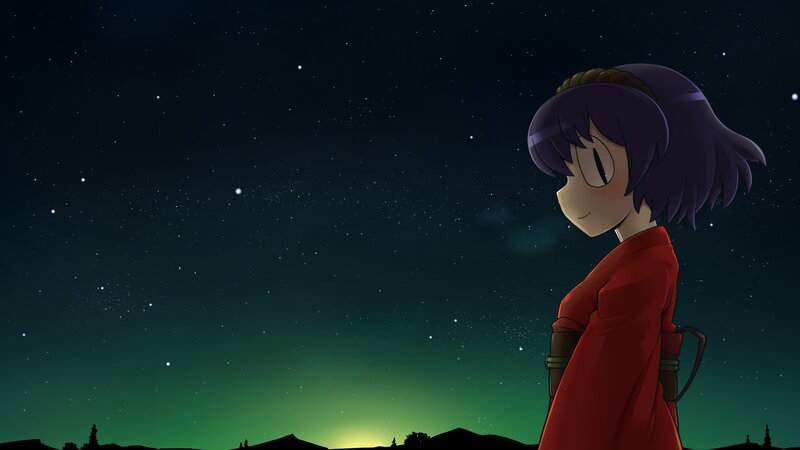 anime girl under starry sky