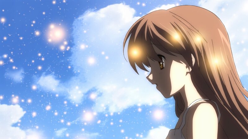anime girl under starry sky