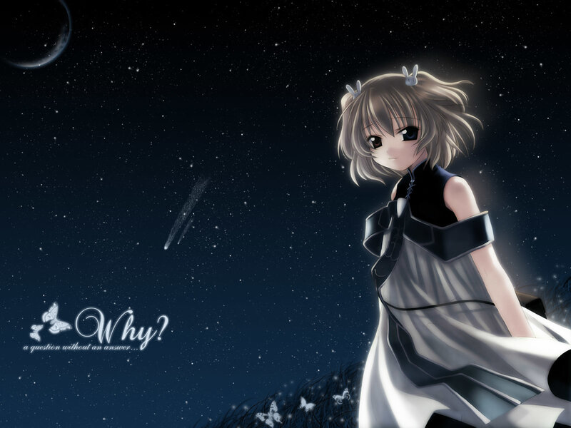 Anime girl under starry sky