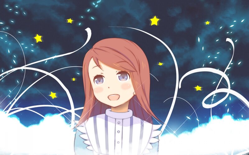 anime girl under stars