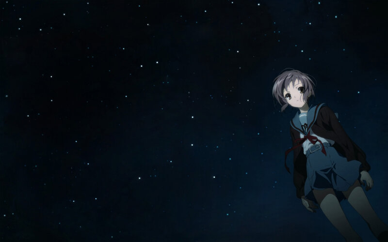 anime girl under stars