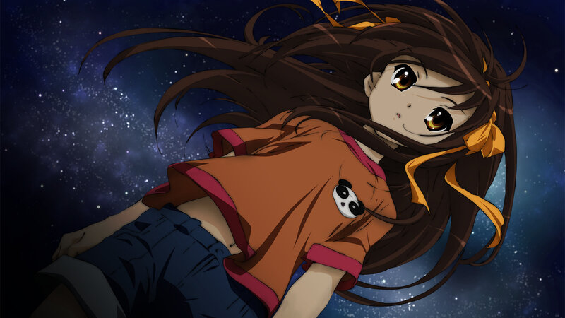 anime girl under stars