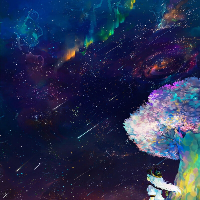 Anime Girl under Stars — Blue