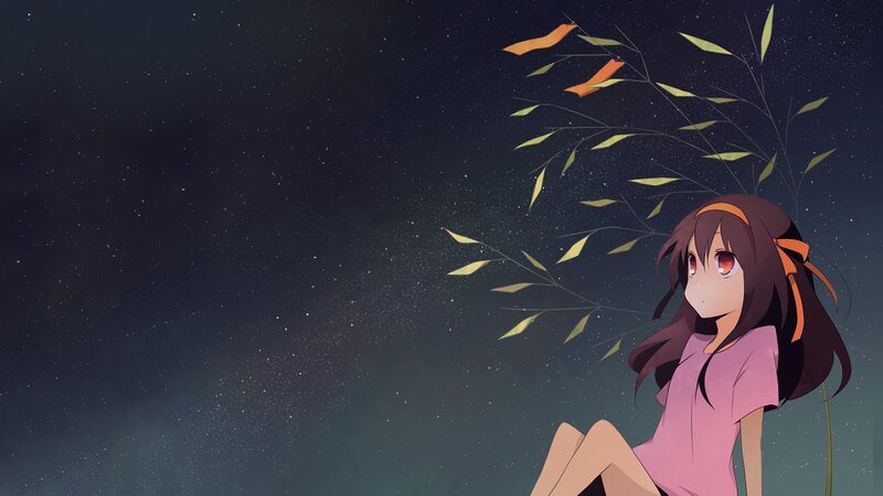 Anime Girl under Stars — Dark Blue