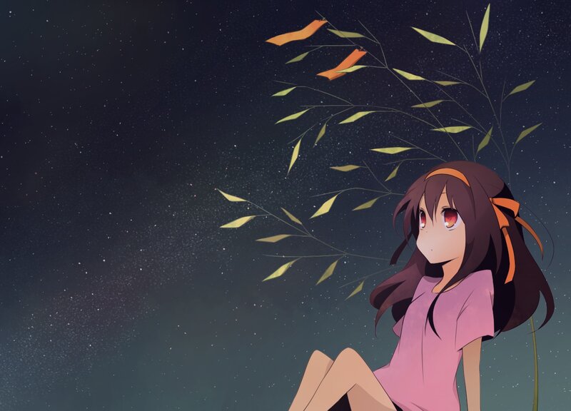 Anime Girl under Stars — Purple