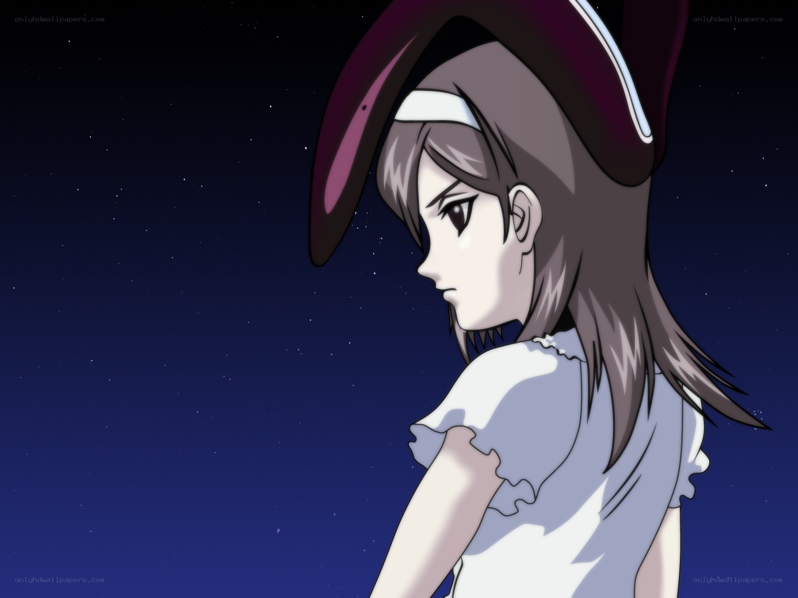anime girl under stars