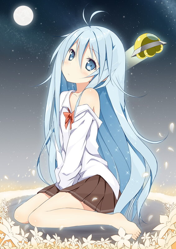 Anime girl under the moon