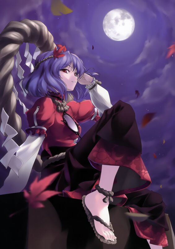 Anime girl under the moon