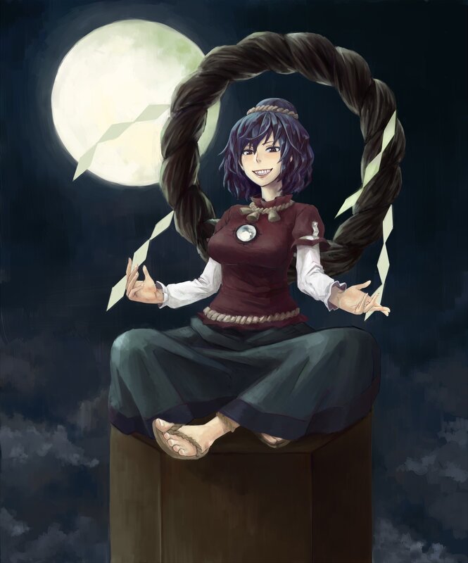 Anime girl under the moon