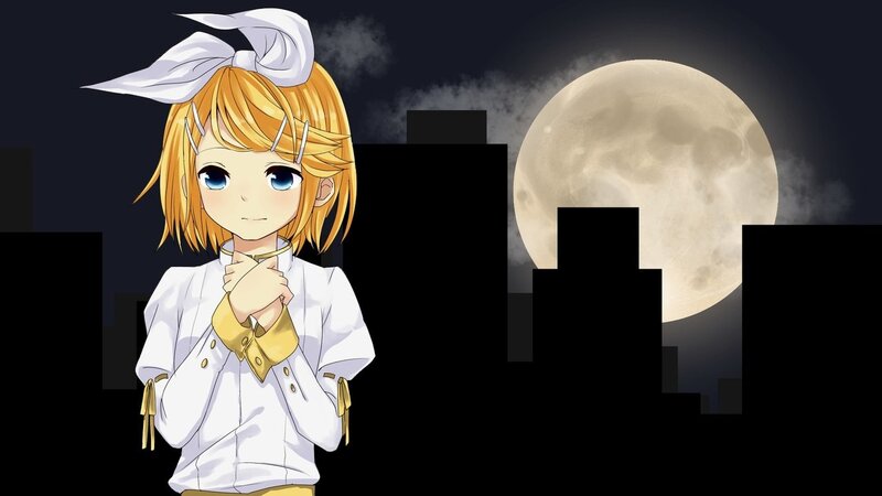 anime girl under the moon