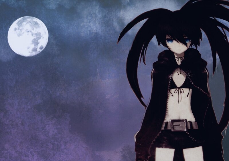 Anime girl under the moon