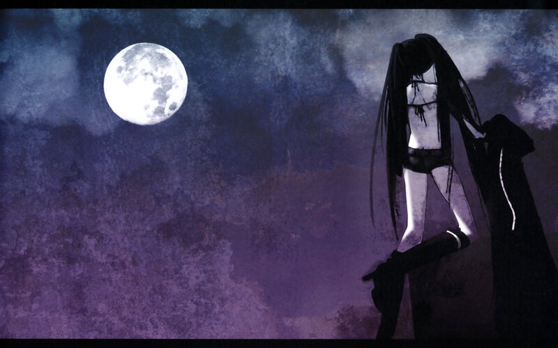 anime girl under the moon