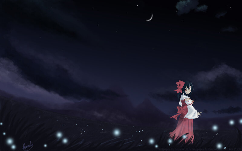 Anime girl under the night sky