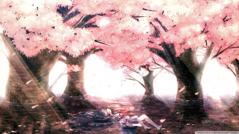 Anime Girl under Trees