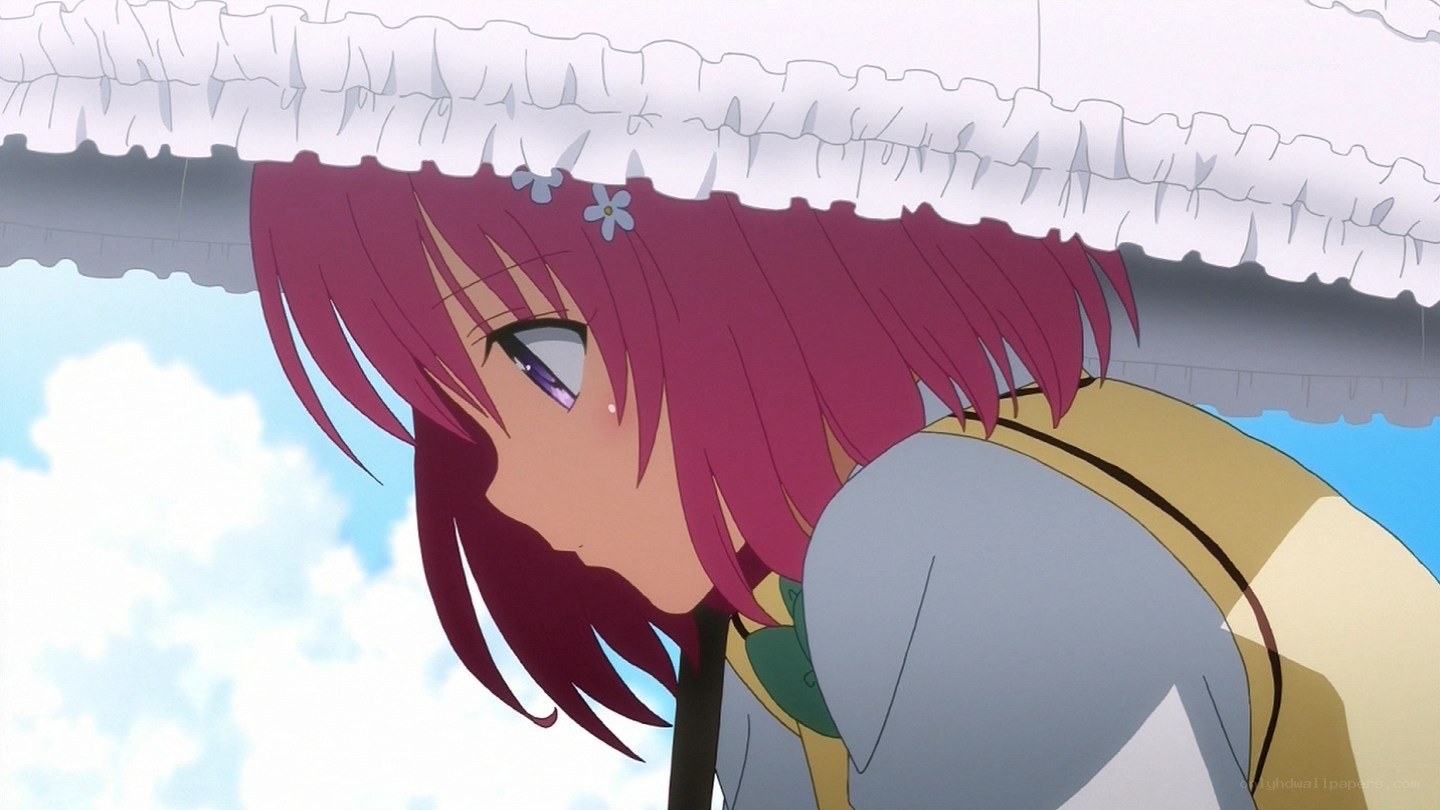 anime girl under umbrella