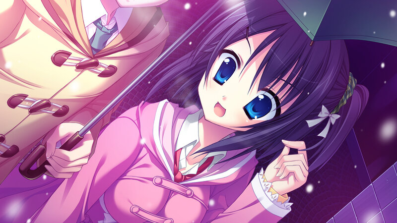 Anime Girl under Umbrella — Purple, Dramatic