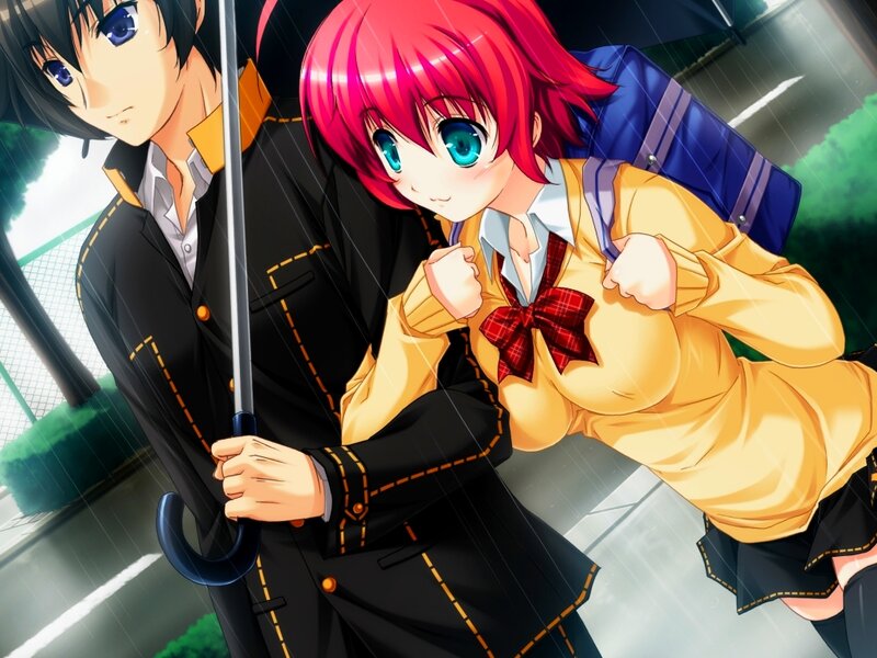 Anime Girl under Umbrella — Red