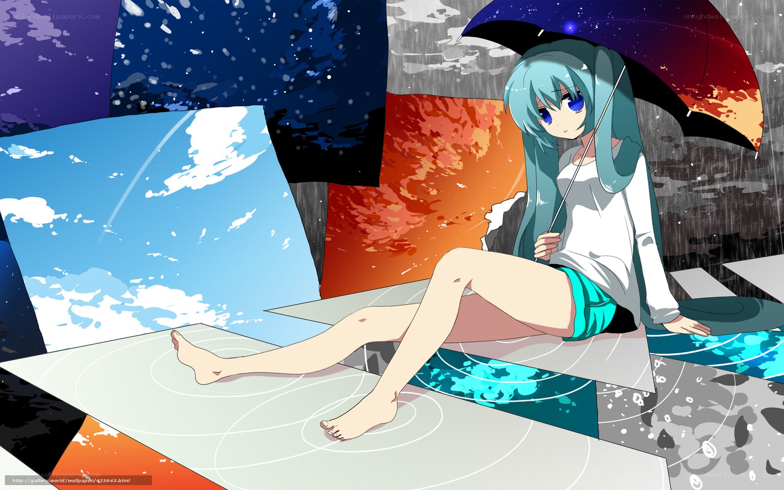 Anime girl under umbrella