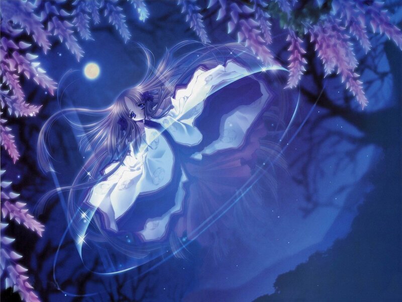 anime girl under wisteria