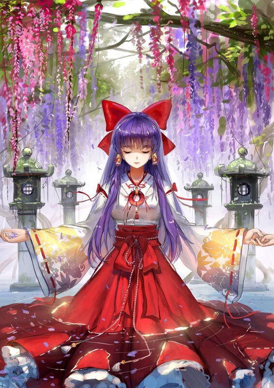 Anime girl under wisteria