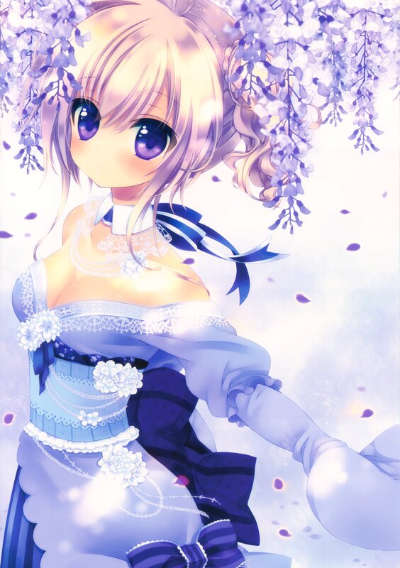 anime girl under wisteria