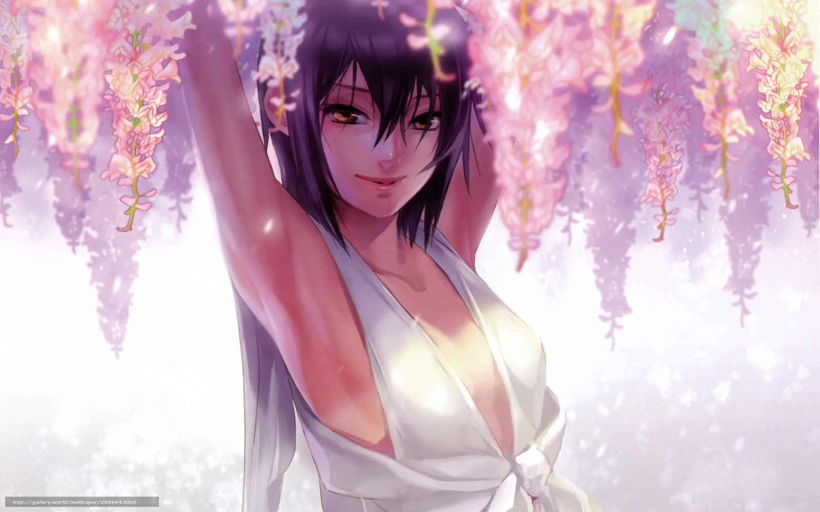 anime girl under wisteria