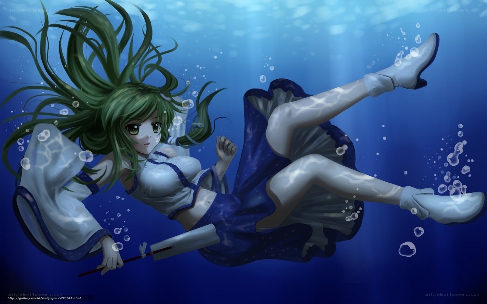 anime girl underwater