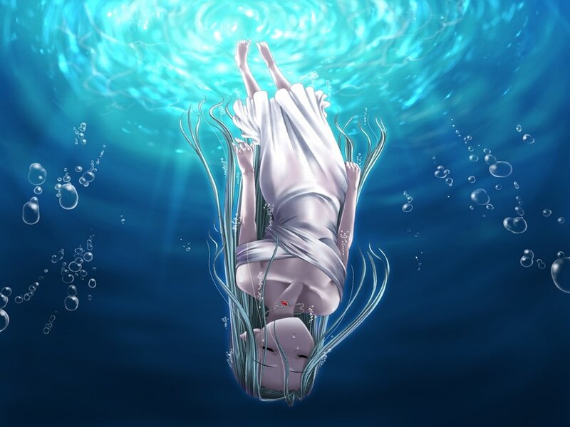 anime girl underwater