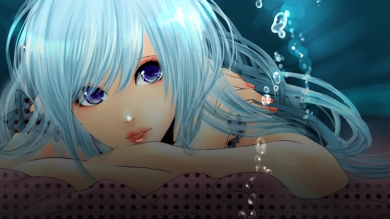 anime girl underwater