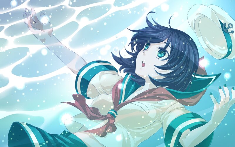anime girl underwater