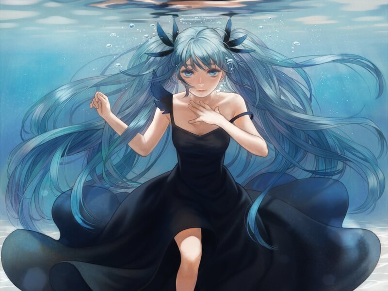 anime girl underwater