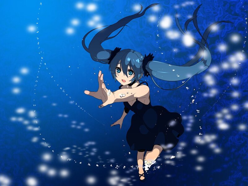anime girl underwater