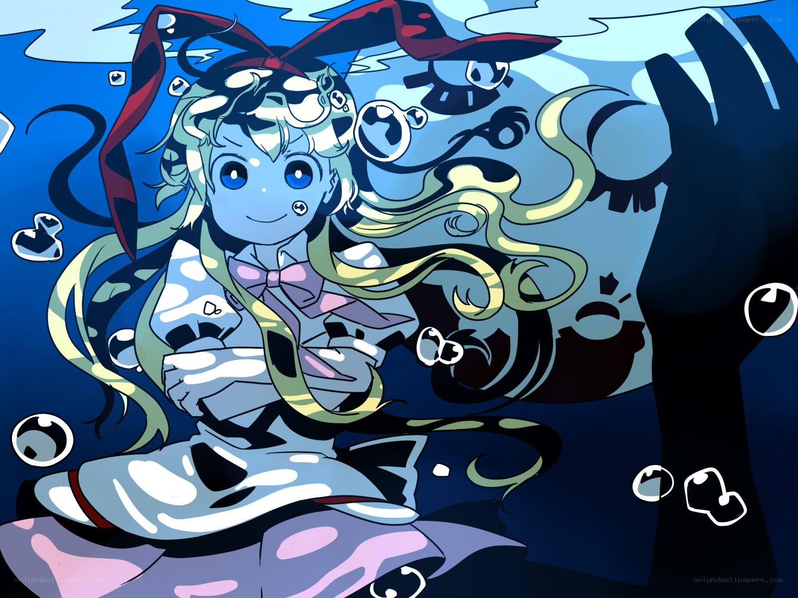 anime girl underwater