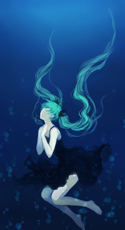 anime girl underwater
