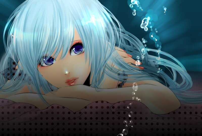 anime girl underwater